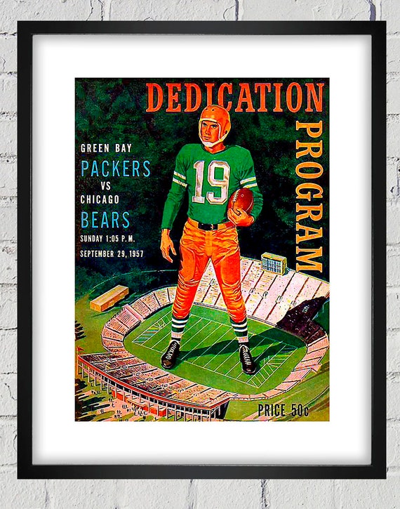 1957 Vintage Chicago Bears - Green Bay Packers Football Program Cover - Digital Reproduction