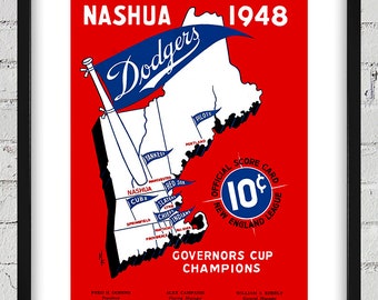 1948 Vintage Nashua Dodgers Scorebook Cover - Digital Reproduction