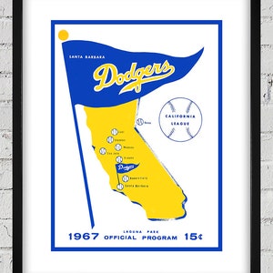 1967 Vintage Santa Barbara Baseball Program Cover - California League - Digital Reproduction
