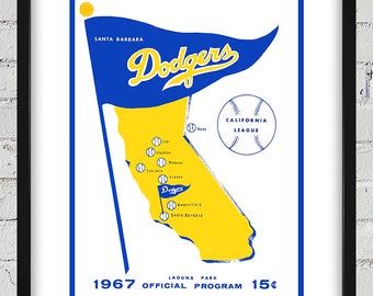 1967 Vintage Santa Barbara Baseball Program Cover - California League - Digital Reproduction