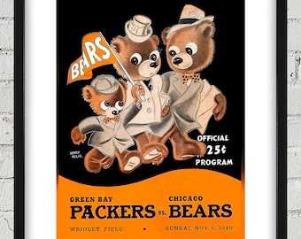 1949 Vintage Green Bay Packers - Chicago Bears - Football Program Cover - Digital Reproduction