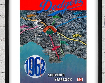 1962 Vintage Los Angeles Dodgers Yearbook Cover - Digital Reproduction