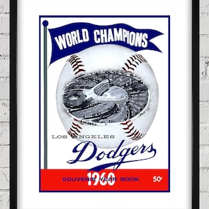 1960 Vintage Los Angeles Dodgers Program Cover - World Champions - Digital Reproduction