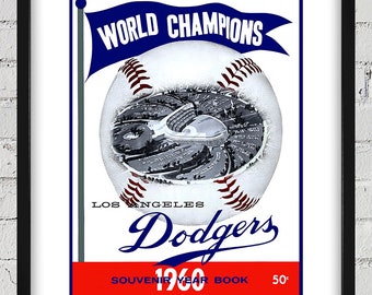 1960 Vintage Los Angeles Dodgers Program Cover - World Champions - Digital Reproduction