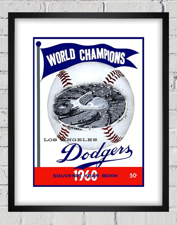 1960 Vintage Los Angeles Dodgers Program Cover - World Champions - Digital Reproduction