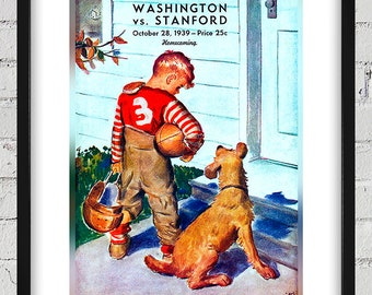 1939 Vintage Washington Huskies - Stanford Football Program Cover - Digital Reproduction
