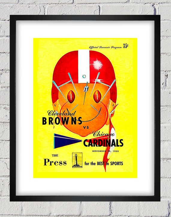 1953 Vintage Chicago Cardinals - Cleveland Browns Football Program Cover - Digital Reproduction