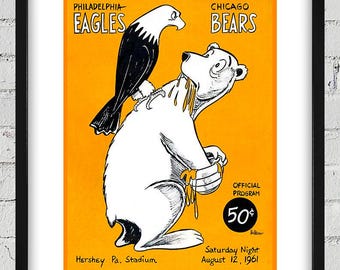 1961 Vintage Chicago Bears - Philadelphia Eagles Football Program Cover - Digital Reproduction