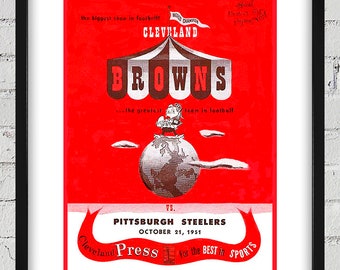 1951 Vintage Cleveland Browns - Pittsburgh Steelers Football Program Cover - Digital Reproduction
