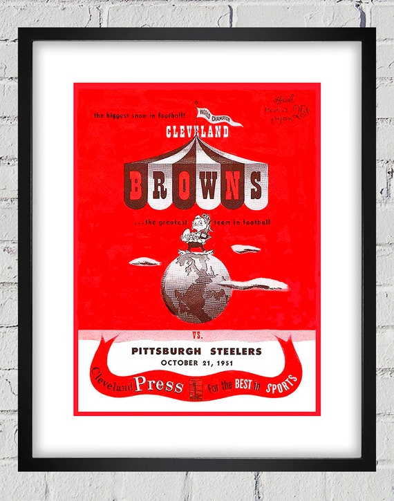 1951 Vintage Cleveland Browns - Pittsburgh Steelers Football Program Cover - Digital Reproduction