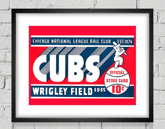 1935 Vintage Chicago Cubs Baseball Scorecard - Digital Reproduction