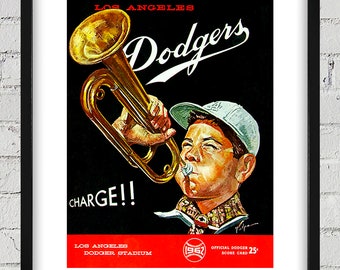 1962 Vintage Los Angeles Dodgers Program Cover - Charge! - Digital Reproduction
