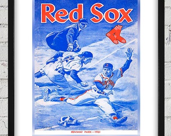 1961 Vintage Boston Red Sox Scorecard Cover - Digital Reproduction