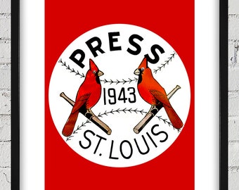 1943 Vintage St Louis Cardinals Press Pin Print - Digital Reproduction