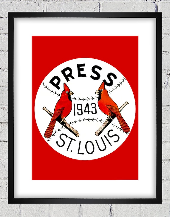 1943 Vintage St Louis Cardinals Press Pin Print - Digital Reproduction - Print or Matted or Framed