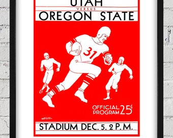 1931 Vintage University of Utah - Oregon State Football Program Cover - Digital Reproduction