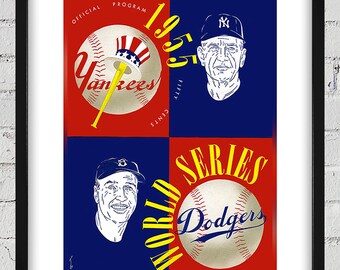 1955 Vintage New York Yankees - Brooklyn Dodgers World Series Program Cover - Digital Reproduction