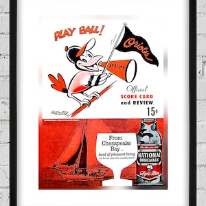 1959 Vintage Baltimore Orioles Scorecard Cover - Digital Reproduction