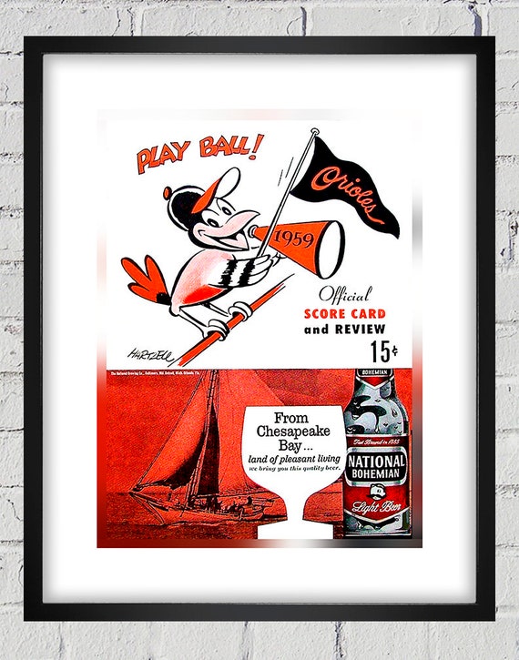 1959 Vintage Baltimore Orioles Scorecard Cover - Digital Reproduction