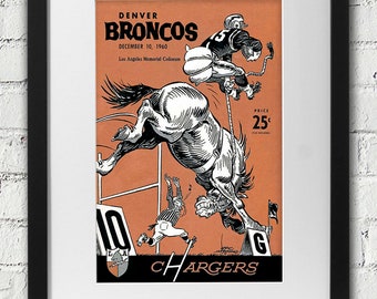 1960 Vintage Los Angeles Charges - Denver Broncos Football Program - Digital Reproduction