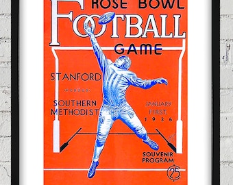 1936 Vintage Stanford - Southern Methodist Rose Bowl Program Cover - Digital Reproduction