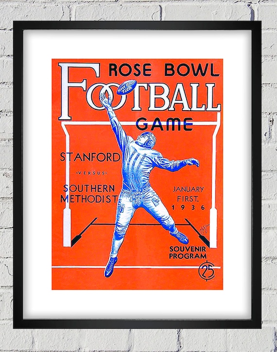 1936 Vintage Stanford - Southern Methodist Rose Bowl Program Cover - Digital Reproduction