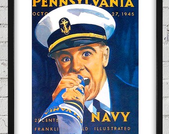 1945 Vintage Pennsylvania -Navy Football Program Cover - Digital Reproduction