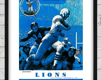 1953 Vintage New York Giants - Detroit Lions Football Program Cover - Digital Reproduction