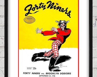 1946 Vintage San Francisco 49ers - Brooklyn Dodgers Football Program Cover - Digital Reproduction