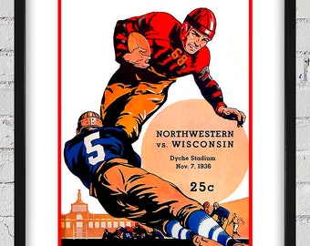 1936 Vintage Wisconsin - Northwestern Football Program Cover - Digital Reproduction