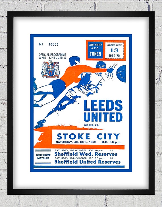 1969 Vintage  Stroke City - Leeds United English Football Program Cover - Digital Reproduction