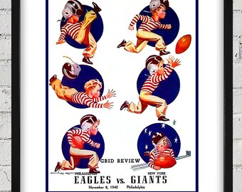 1942 Vintage New York Giants- Philadelphia Eagles Football Program Cover - Digital Reproduction