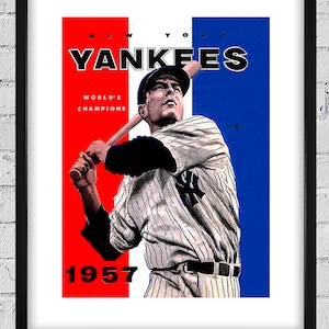 1957 Vintage New York Yankees Yearbook Cover - Digital Reproduction