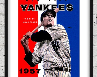 1957 Vintage New York Yankees Yearbook Cover - Digital Reproduction