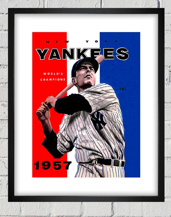 1957 Vintage New York Yankees Yearbook Cover - Digital Reproduction