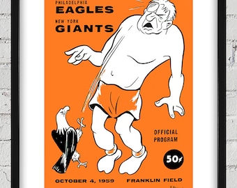 1959 Vintage New York Giants- Philadelphia Eagles Football Program Cover - Digital Reproduction