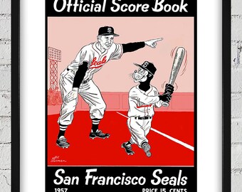 1957 Vintage San Francisco Seals Baseball Scorebook Cover - Digital Reproduction