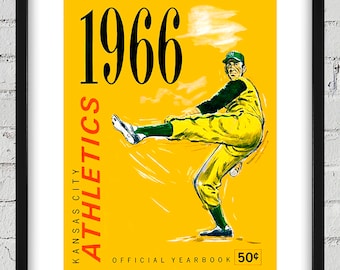 1966 Vintage Kansas City Athletics Yearbook Cover - Digital Reproduction