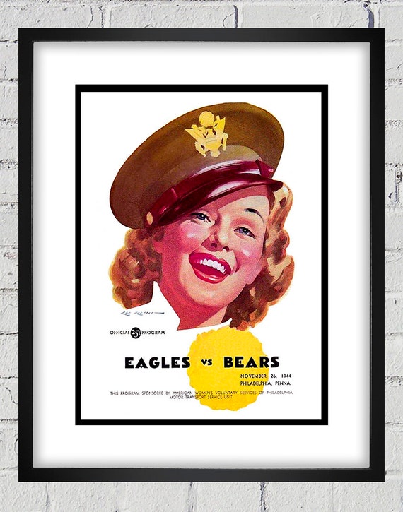 1944 Vintage Philadelphia Eagles - Chicago Bears Football Program Cover - Digital Reproduction