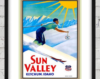1940's Vintage Sun Valley Travel Poster - Union Pacific - Digital Reproduction