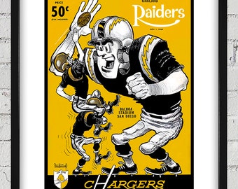 1964 Vintage San Diego Charges - Oakland Raiders Football Program - 11/01/1964 - Digital Reproduction