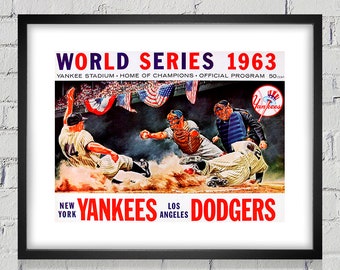 1963 Vintage Los Angeles Dodgers - New York Yankees World Series Program Cover - Digital Reproduction