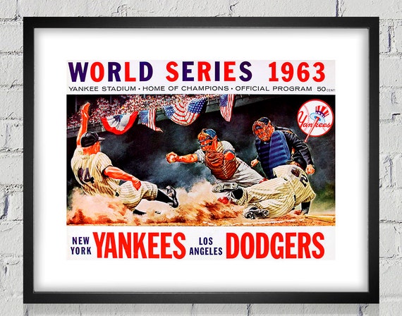 1963 Vintage Los Angeles Dodgers - New York Yankees World Series Program Cover - Digital Reproduction