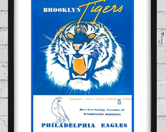 1944 Vintage Brooklyn Tigers - Philadelphia Eagles Football Program Cover - Digital Reproduction