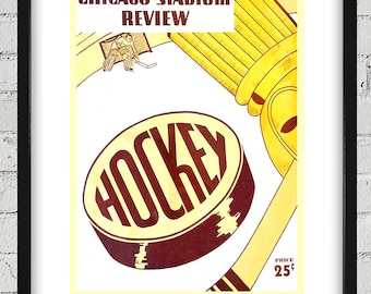 1947-1948 Vintage Chicago Black Hawks Hockey Program Cover - Digital Reproduction