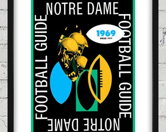 1969 Vintage Notre Dame Fighting Irish Football Media Guide Cover - Digital Reproduction