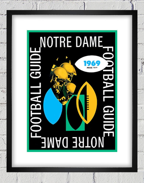 1969 Vintage Notre Dame Fighting Irish Football Media Guide Cover - Digital Reproduction