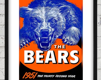 1951 Vintage Chicago Bears Football Media Guide Cover - Digital Reproduction