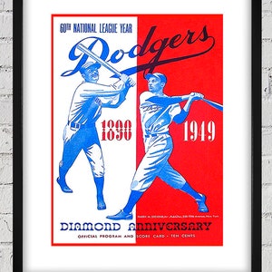 1949 Vintage Brooklyn Dodgers Diamond Anniversary Baseball Program Cover  - Digital Reproduction