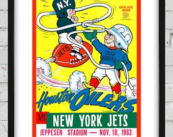1963 Vintage New York Jets - Houston Oilers Football Program - Digital Reproduction